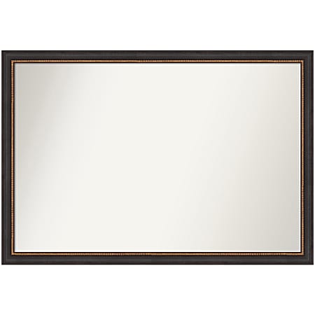 Amanti Art Non-Beveled Rectangle Framed Bathroom Wall Mirror, 26-1/2” x 38-1/2”, Ashton Black