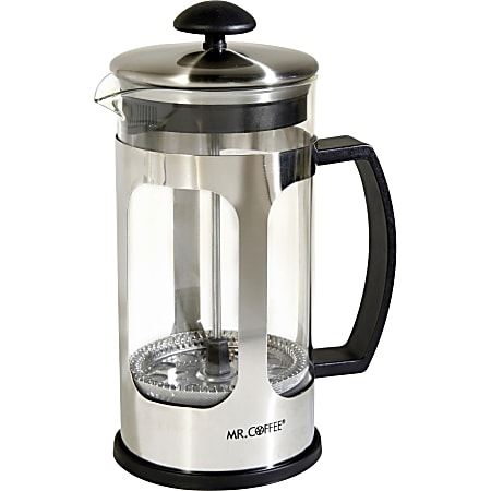 Mr. Coffee Daily Brew 1.2QT Coffee Press Glass Cooking Brewing Silver Glass Stainless Steel Body 1 ODP Business Solutions