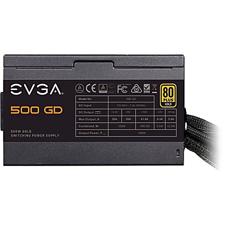 EVGA 500 GD Power Supply - Internal - 120 V AC, 230 V AC Input - 3.3 V DC, 5 V DC, 12 V DC Output - 500 W - 1 +12V Rails - 1 Fan(s) - 92% Efficiency