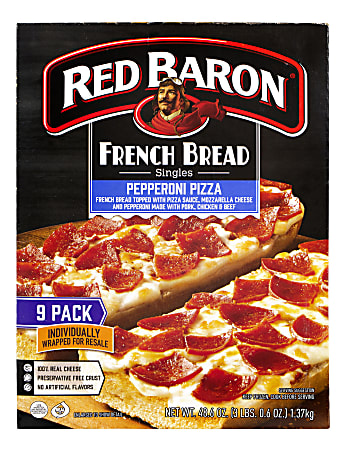 Red Baron French Bread Pepperoni Pizza Singles, Box Of 9 Pizzas