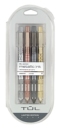 TUL Retractable Gel Pens, Medium Point, 0.8 Mm, Assorted Barrel Colors,  Assorted Metallic Inks, Pack Of 8 Pens 8 ct