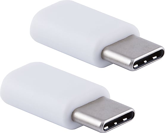 Ativa® USB-C to Micro USB Connector Adapter, 2 Pack, White, 36491