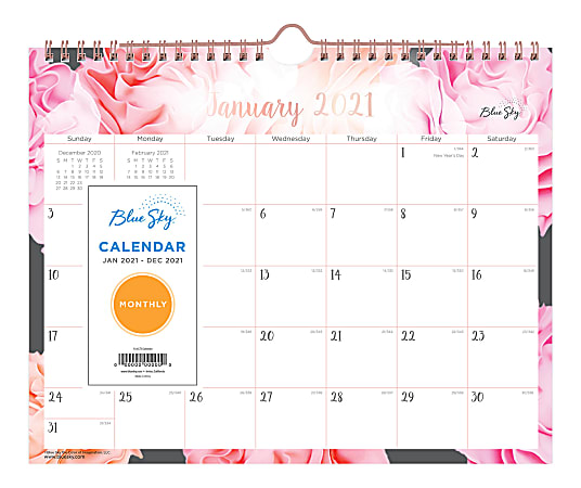 Blue Sky™ Monthly Wall Calendar, 11" x 8-3/4", Joselyn, January to December 2021, 102718