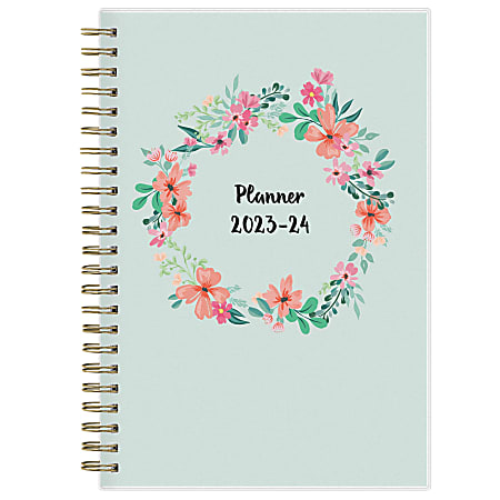 2023-2024 Blue Sky™ Laurel Frosted Polypropylene Weekly/Monthly Academic Planner, 5" x 8", July 2023 to June 2024, 131949-A