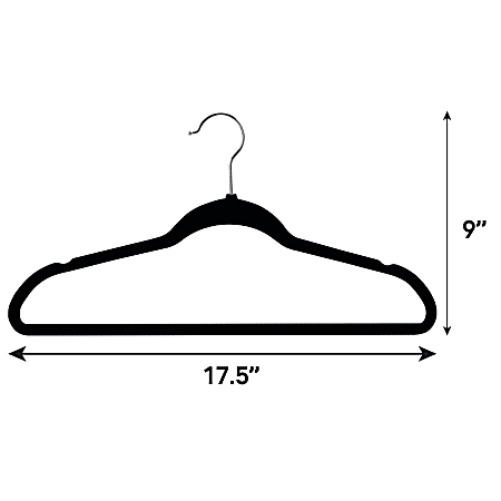 Elama Velvet Slim-Profile Heavy-Duty Hangers, Black, Pack of 100