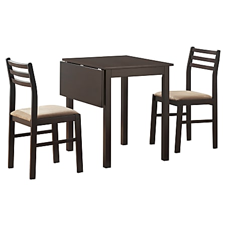 Monarch Specialties Emily Dining Table With 2 Chairs, Cappuccino