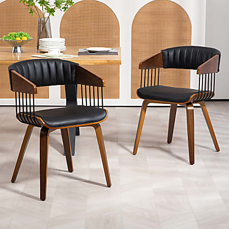 Glamour Home Beaumont Faux Leather Dining Accent Chair, Black/Brown
