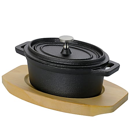 Gibson Home Campton 0.35-Quart Mini Oval Cast Iron Casserole Dutch Oven, Black