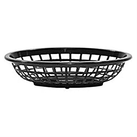Tablecraft Oval Plastic Side Order Baskets, Black, Pack