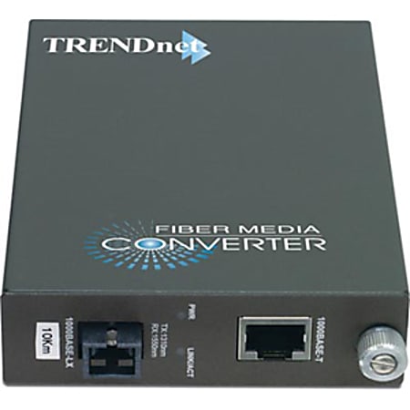 TRENDnet Intelligent Fiber Media Converter; 1000Base-T to 1000Base-LX Dual Wavelength Single Mode SC Fiber (40 km / 24.85 miles)Fiber to Ethernet Converter; RJ-45; Lifetime Protection; TFC-1000S40D3 - 1000Base-T to 1000Base-LX Fiber Converter (40km)