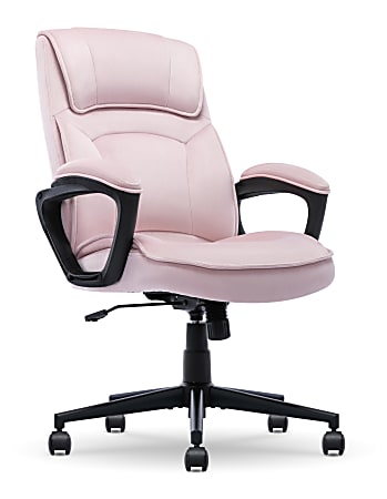 Serta&reg; Comfort Classic Ergonomic Fabric High-Back Executive Office Chair, Pink