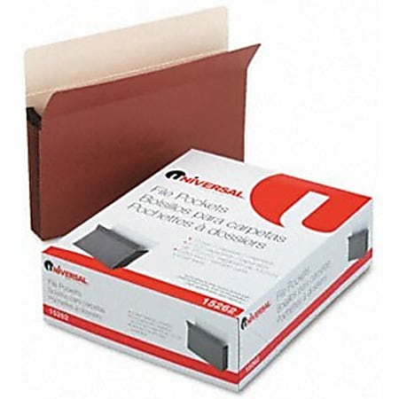 Universal Expansion File Pocket - Letter - 8.5" x 11" - Straight Tab Cut - 5" Expansion - 10 / Box - Manila, Red