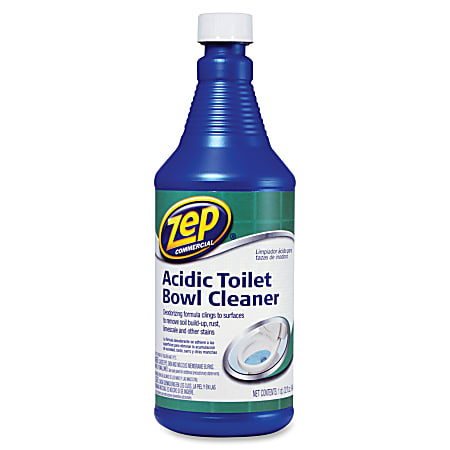 Zep Commercial Acidic Toilet Bowl Cleaner - 32 fl oz (1 quart) - Fresh Minty Pine Scent - 12 / Carton - Blue