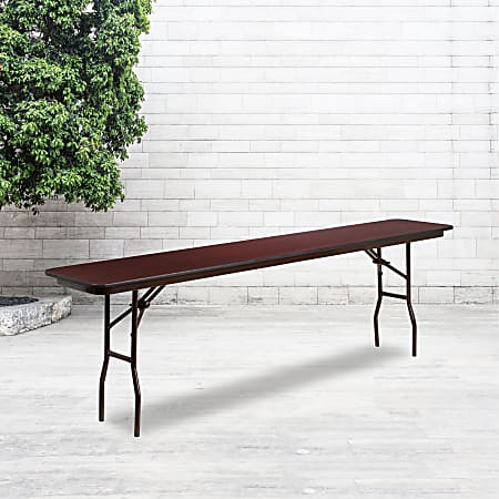 Flash Furniture Melamine Laminate Folding Training Table, 30"H x 18"W x 96"D, Mahogany