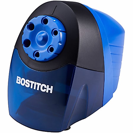 Bostitch QuietSharp Antimicrobial Classroom Electric Pencil Sharpener - 6 Hole(s) - Helical - Blue - 1 Each