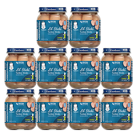 Gerber Lil' Sticks, Turkey, 2.5 Oz, Pack Of 10 Sticks