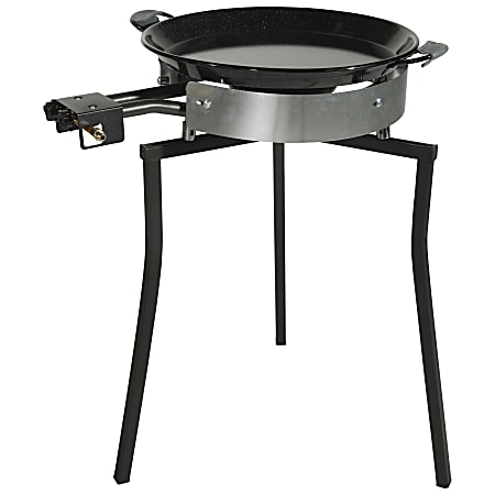 Ringg Outdoor Black Series Outdoor Cooking Classic Kit with 20-In. Enameled Steel Pan, 16-In. Dual Gas Burners &amp; Foldable Stand, BS001