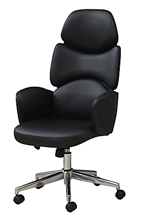 Monarch Specialties Arie Ergonomic Faux Leather High-Back Office Chair, Black