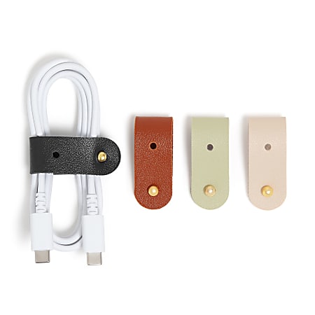 U Brands® Premium Vegan Leather Cable Wrap Straps, Assorted Colors, Set Of 4 Straps