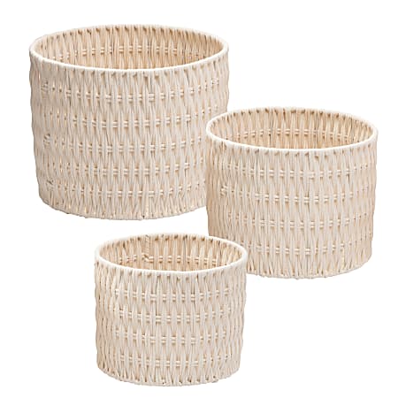 Honey Can Do Bathroom Storage Basket Set White Set Of 7 Baskets - Office  Depot