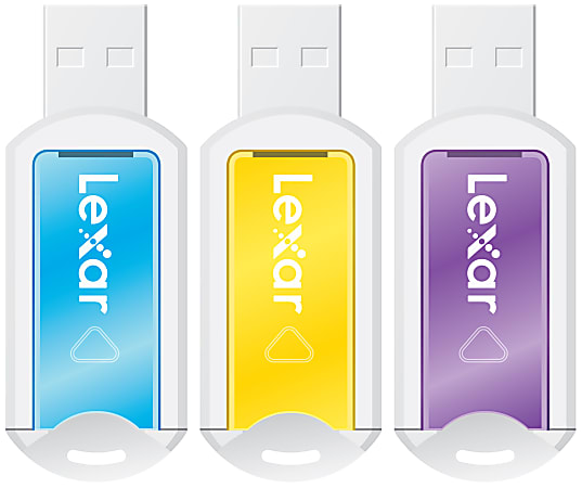 Lexar™ JumpDrive® V20 Writeable USB Drives, 16GB, Pack Of 3, Assorted Colors