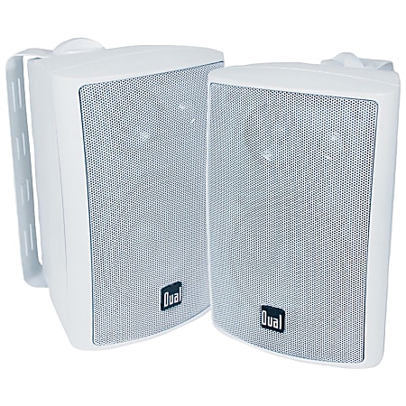 Dual 4" 3-Way Indoor/Outdoor Wired Speakers, White, Set Of 2 Speakers