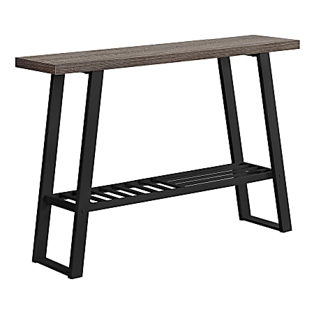 Monarch Specialties Brittany Accent Table, 32"H x 47-1/4"W x 12"D, Dark Taupe/Black