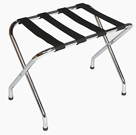 CSL Flat-Top Steel Luggage Racks, 20"H x 26"W x 16"D, Chrome, Pack Of 6 Racks