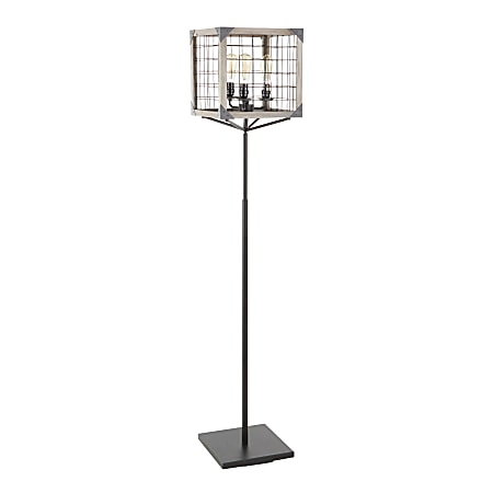 LumiSource Orleans Floor Lamp, 65-3/4"H, White-Washed Shade/Black Base