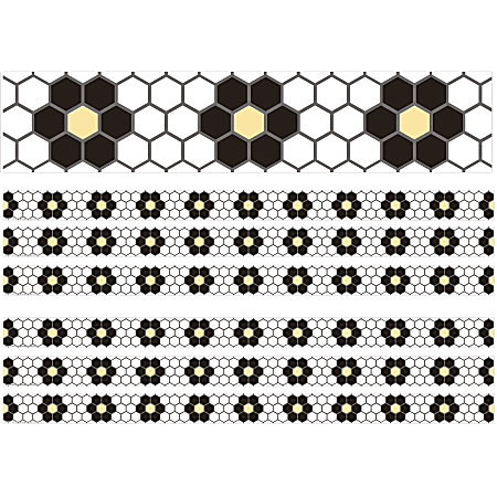 Eureka School Deco Trim, The Hive Floral Mosaic, 37’ Per Pack, Set Of 6 Packs