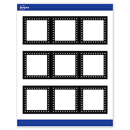 Avery® Print-To-The-Edge Cards With Sure Feed®, S00-DKW-PRMWC10, 2-1/2" x 2-1/2", Matte White, Preprinted Black & White Polka Dots Design, Pack Of 90