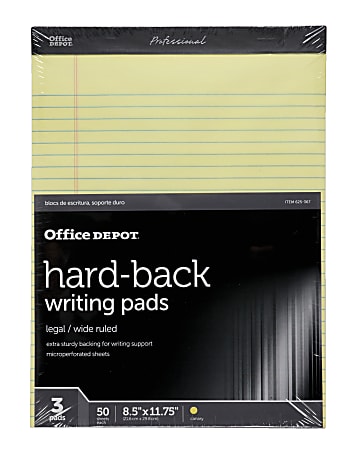 Office Depot® Brand Professional Legal Pad, 8 1/2" x 11 3/4", Legal Ruled, 100 Pages (50 Sheets), Canary, Pack Of 3