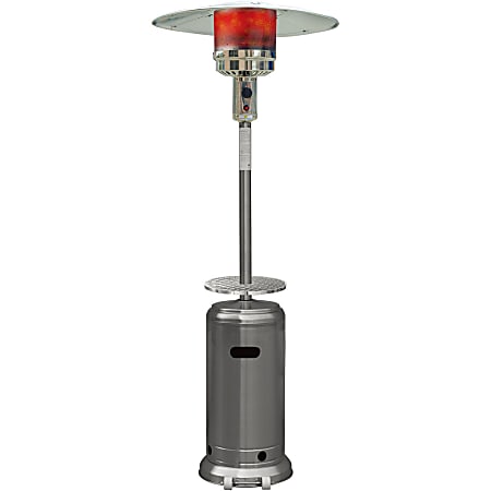 Hanover 7-Ft. Steel Umbrella Propane Patio Heater in Stainless Steel - Gas - Propane - 14.07 kW - 16 Sq. ft. Coverage Area - Outdoor - Stainless Steel