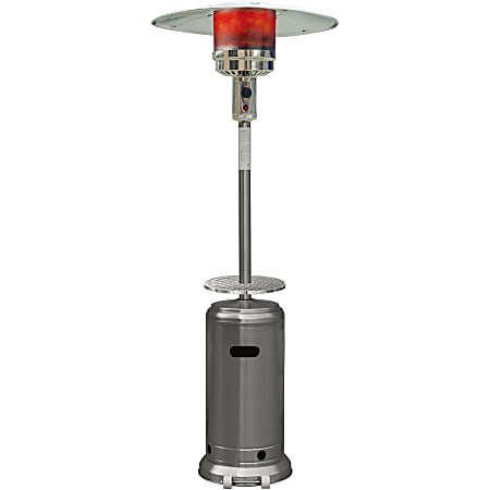 Hanover 7-Ft. Steel Umbrella Propane Patio Heater in Stainless Steel - Gas - 14.07 kW - 16 Sq. ft. Coverage Area - Outdoor - Stainless Steel