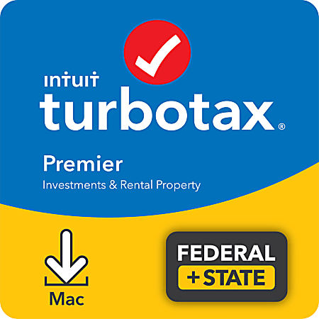 TurboTax Desktop Premier Investments & Rental Property Fed + E-File + Sate 2021, For Apple® Mac®, Download