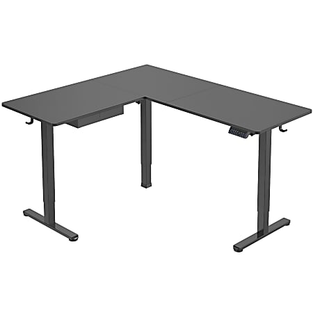 Mount-It! Large Electric 63&rdquo;W Adjustable Height Corner Standing Desk, Black