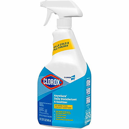CloroxPro Anywhere Daily Disinfectant and Sanitizer - 32 fl oz (1 quart) - 216 / Bundle - Residue-free, Fume-free, Antibacterial - Clear