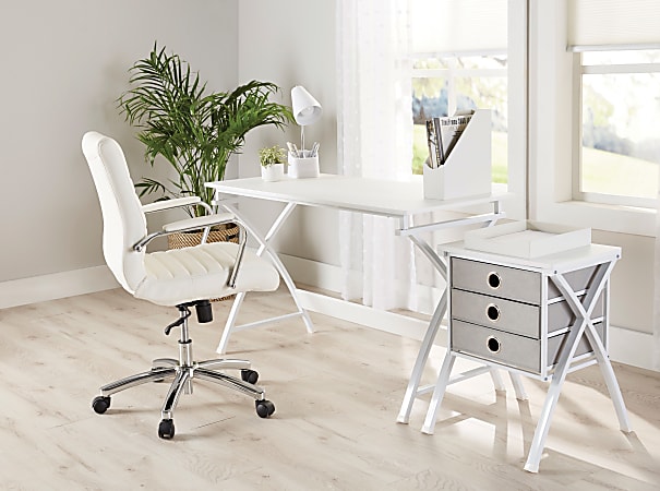 Realspace X Cross 48 W Computer Desk With File Cabinet White