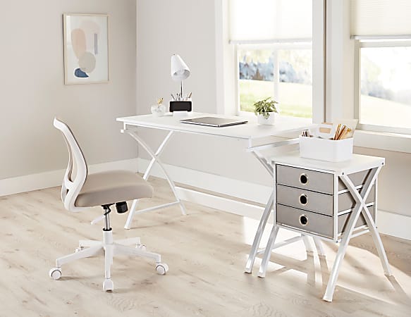 Realspace X Cross 48 W Computer Desk With File Cabinet White