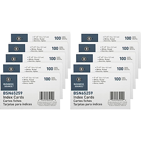 Business Source Ruled Index Cards - Front Ruling Surface - Ruled - 72 lb Basis Weight - 5 Business Source Ruled Index Cards - Front Ruling Surface - Ruled - 72 lb Basis Weight - 5