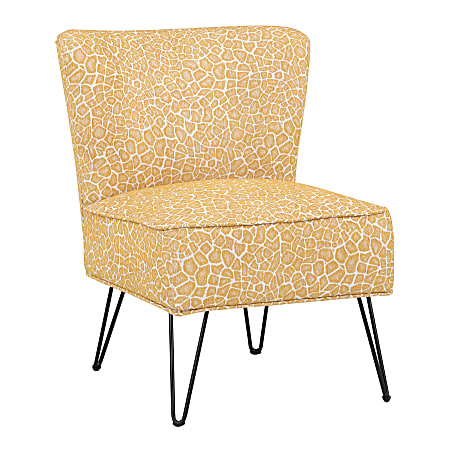 Office Star™ Alea Accent Chair, Yellow Animal Print/Black