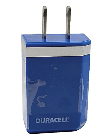 Duracell® USB 100-240 Volt AC Wall Charger, Blue