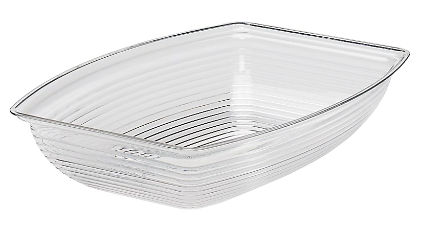 Cambro Camwear Rectangular Ribbed Bowls, 2.9 Qt, Clear, Pack Of 12 Bowls