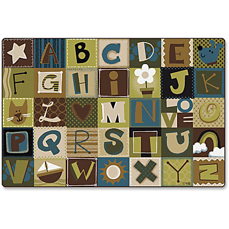 Carpets for Kids® KIDSoft™ Alphabet Blocks Seating Rug, 4’ x 6', Brown