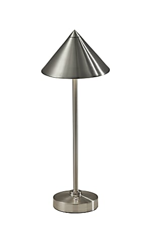 Adesso Ritchie LED Cordless Indoor/Outdoor Table Lamp, 16”H, Brushed Steel