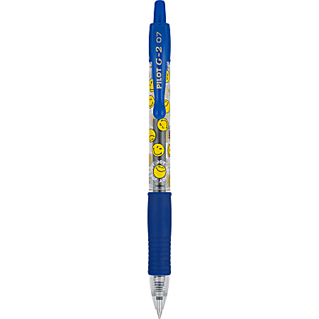 Pilot G2 | SmileyWorld Gel Pen, Fine Point, 0.7mm, Translucent Barrel, Blue Ink, Single Pen