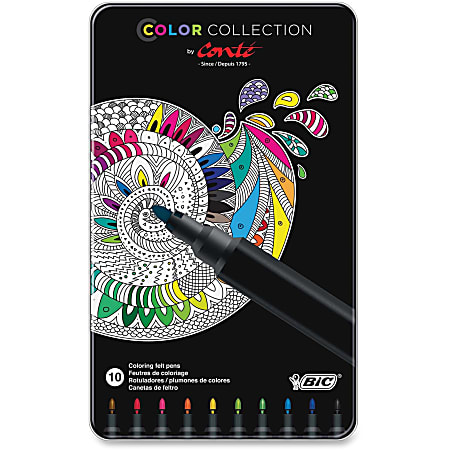 BIC Color Collection Coloring Felt Pens - Assorted Water Based Ink - 10 / Set