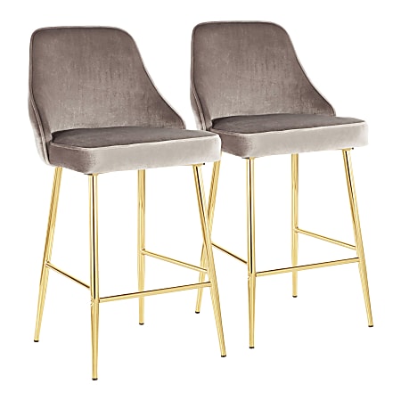 LumiSource Marcel Contemporary Glam Counter Stools, Silver/Gold, Set Of 2 Stools