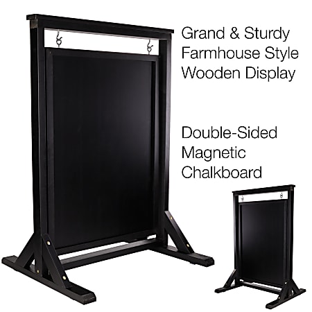 Rustic Double Sided Swinging Chalkboard Sign, Wooden Sidewalk Sign 40 X 28 Magnetic Swinging Frame Chalk Board Menu Board Hanging Sandwich Board Signs