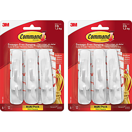 Command Jumbo Removable Plastic Utility Hook 1 Command Hook 4 Command  Strips Damage Free White - Office Depot